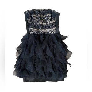 Jessica McClintock vintage strapless mini formal dress black and champag…